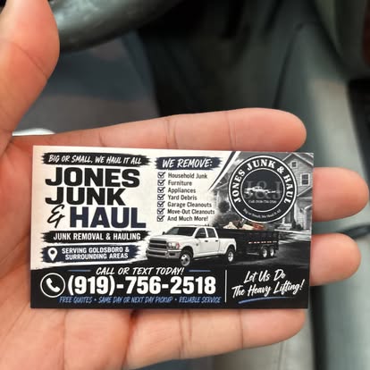 Jones Junk and Haul business card